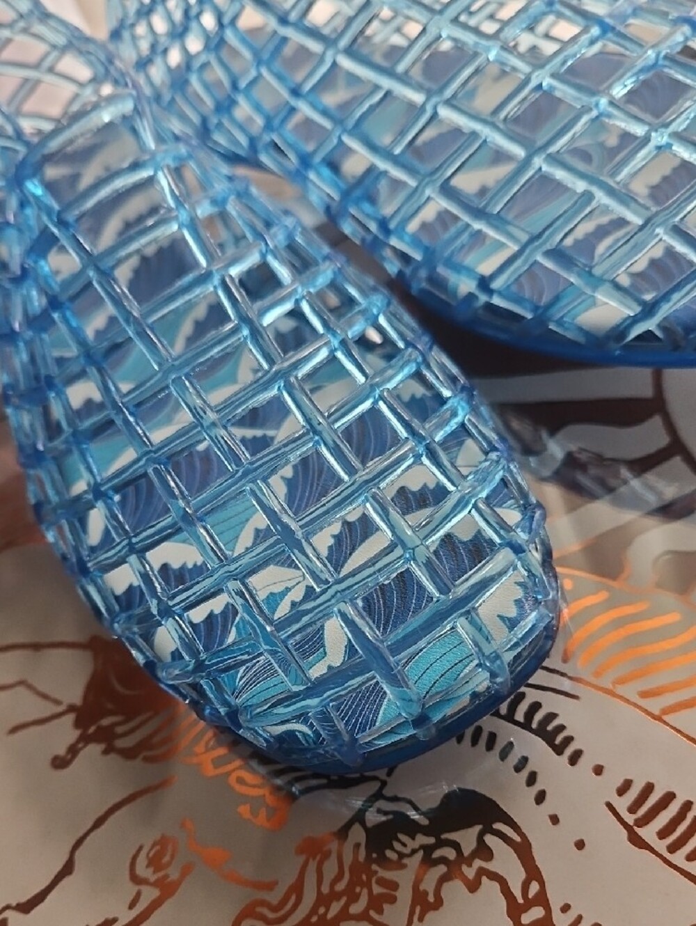 Olivia & Kate Blue Woven Jelly Mules - Women's Slip-On Clogs - Picture 6 of 10